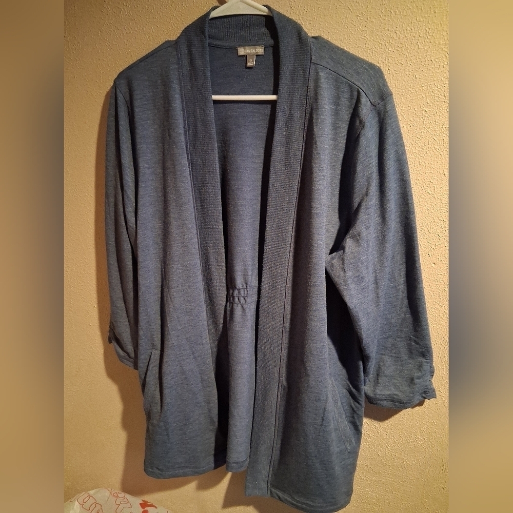 T By Talbots Long Line Blie 3/4 Sleeve Sweatshirt Cardigan 1X